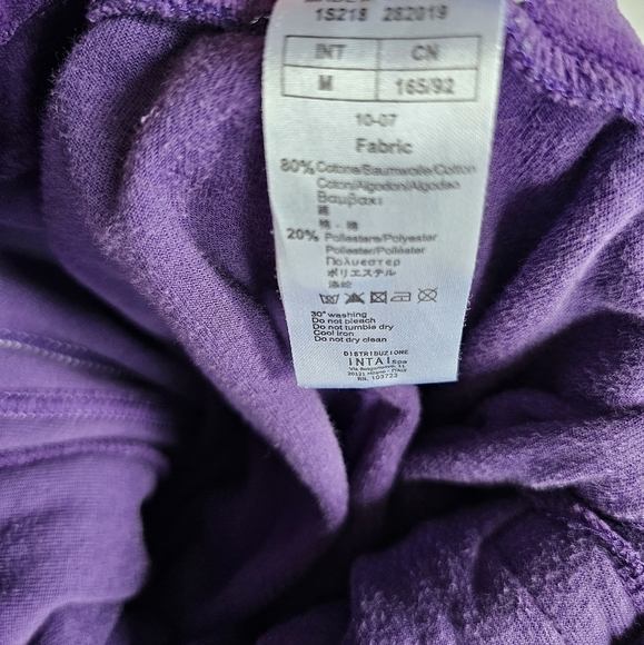 Emporio Armani purpul velure track pents elastic waistband white stripes logo M - Picture 8 of 8